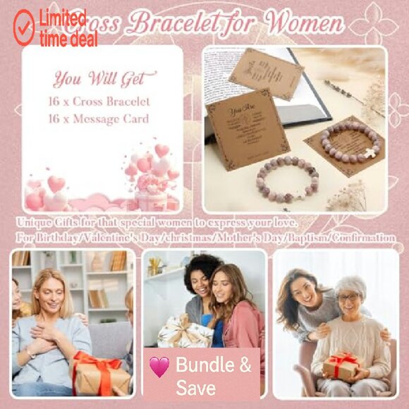 16 Pcs Cross Beaded Bracelets with Bible Cards Natural Stone Faith Gifts - Picture 7 of 7